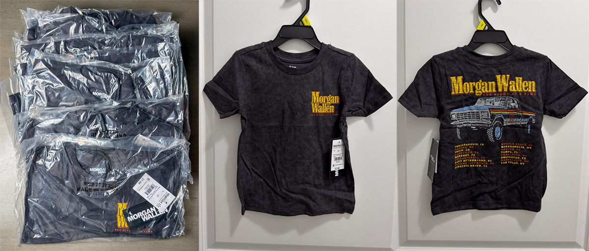 Bundle of 12 new Morgan Wallen kids T-shirts purchased from TheBinBarn on Whatnot Wholesale