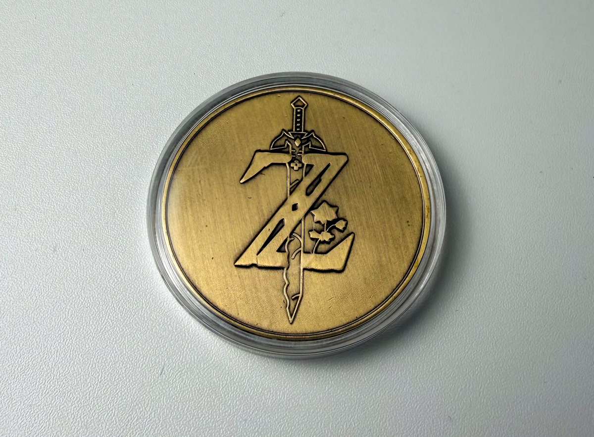 Zelda brass collectible coin purchased from JandSGames on Whatnot Video Games